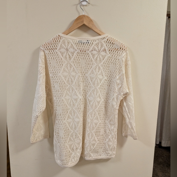 Paris Sport Club Sheer Knit Lace Top Women’s Large Cream - Picture 3 of 5